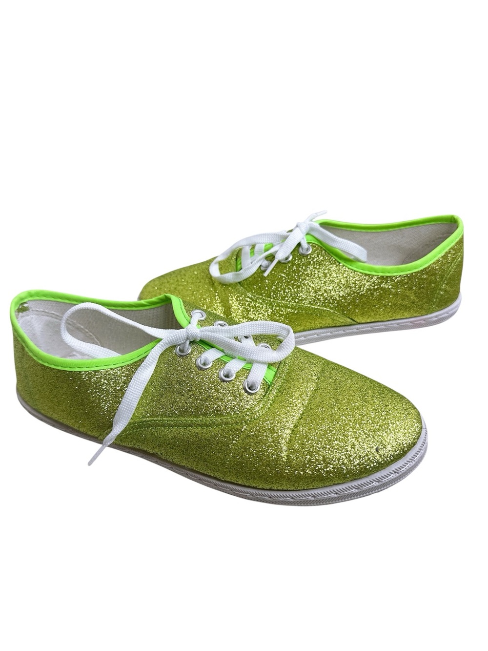Neon Green Glitter Lace-Up Sneakers size 8